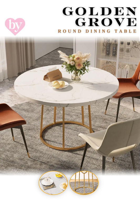 Golden Grove Round Dining Table: A Perfect Blend of Luxury & Functionality