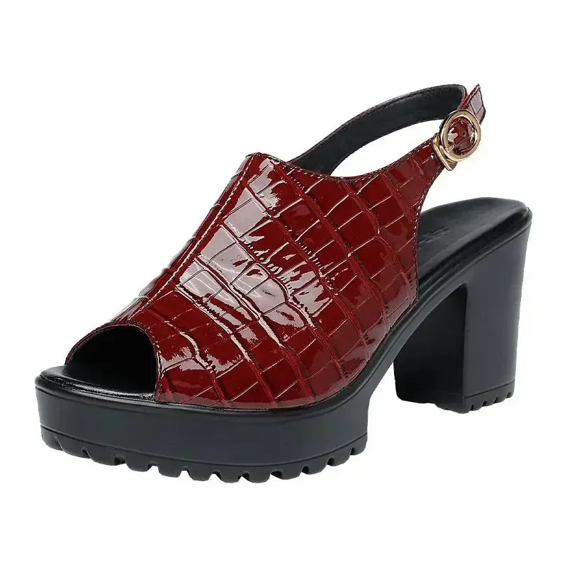 Patent Leather Platform Sandals