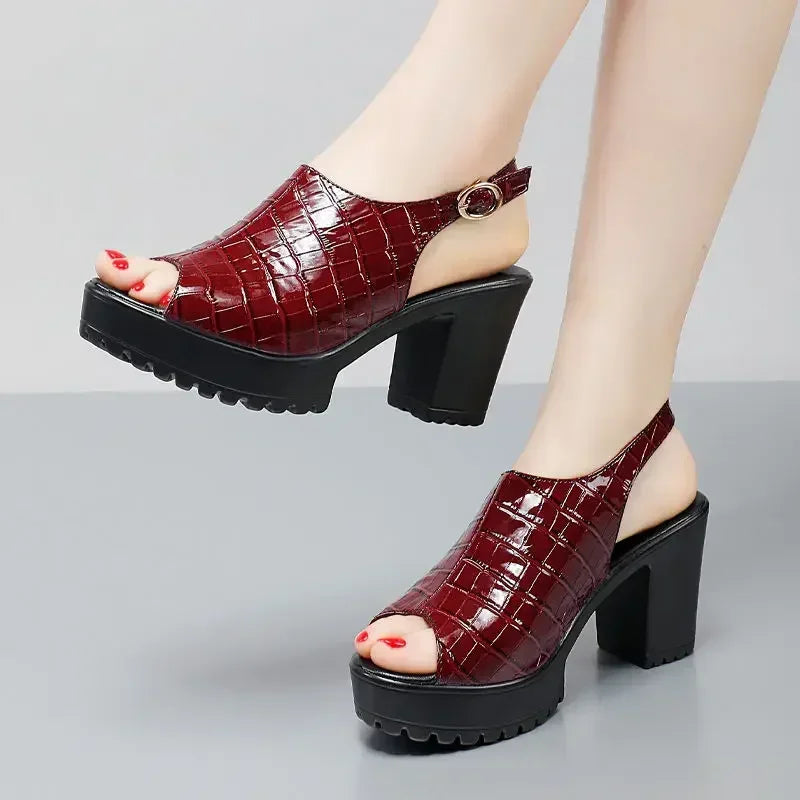 Patent Leather Platform Sandals