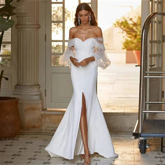 Sweetheart Tulle Off-Shoulder Mermaid Wedding Dress