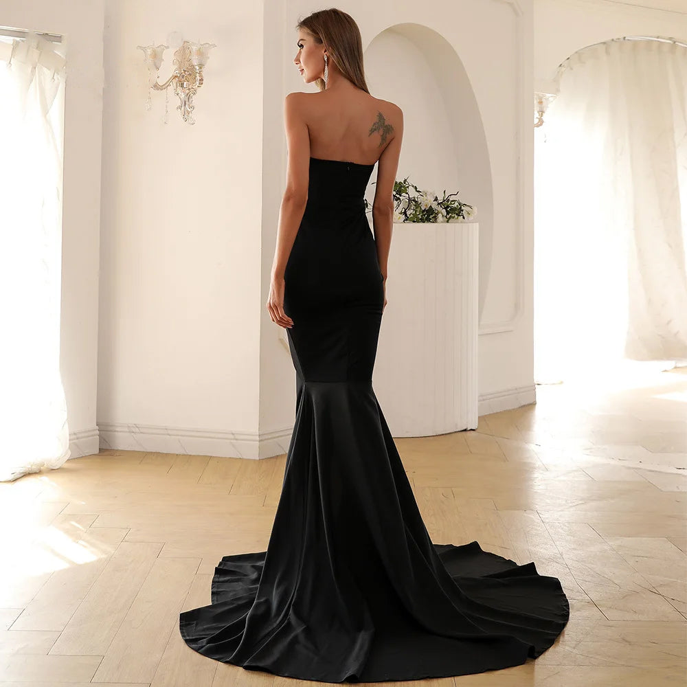 Missord Elegant Wine Mermaid Evening Dress