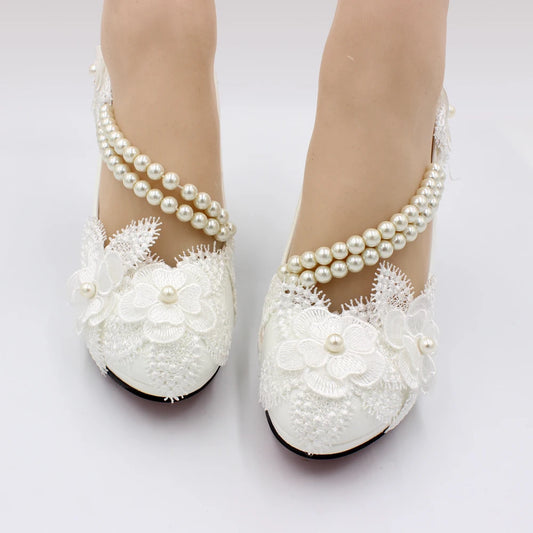 Floral Beaded Bridal Heels