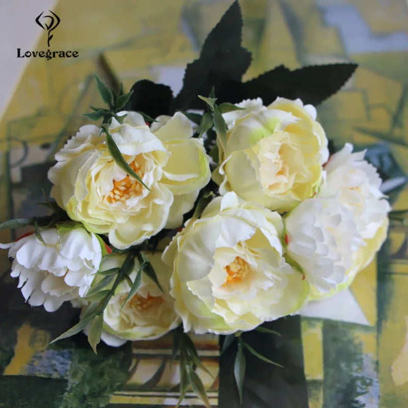 8 Heads Silk Peonies for DIY Decor