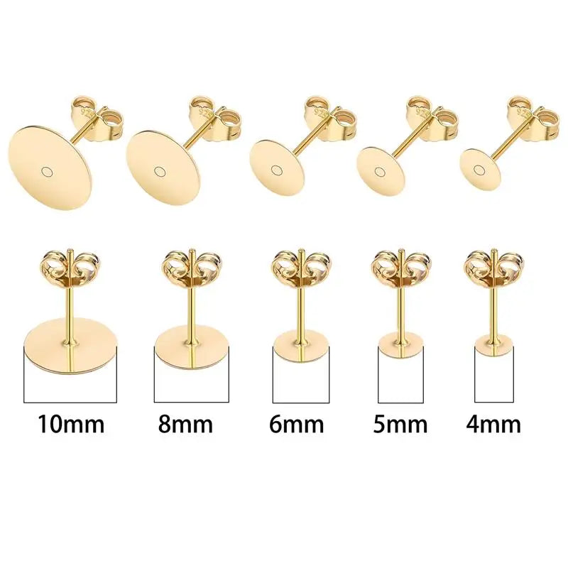 925 Silver Plated Earring Studs with Backings (50pcs)