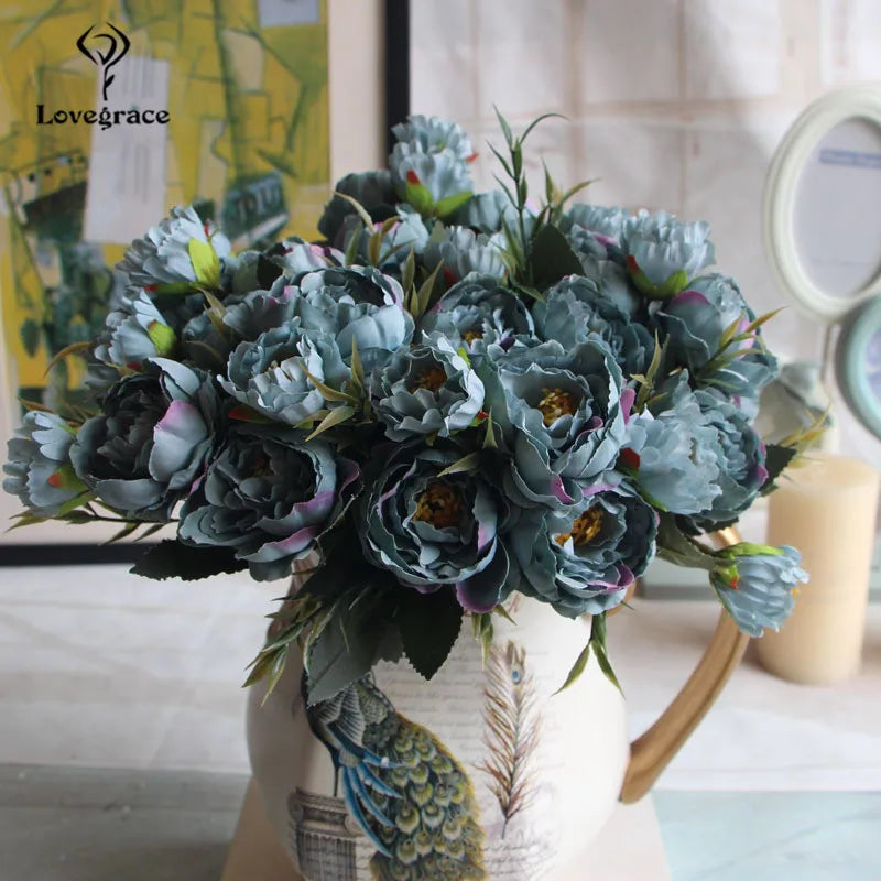 8 Heads Silk Peonies for DIY Decor