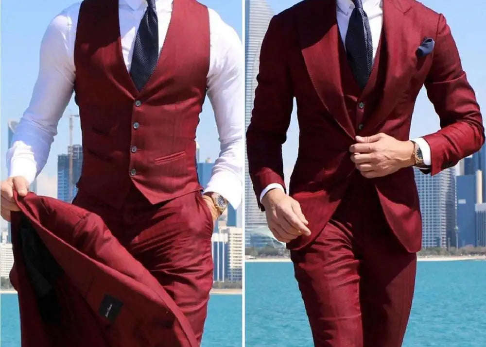 Slim Fit 3-Piece Tuxedo Suit for Men