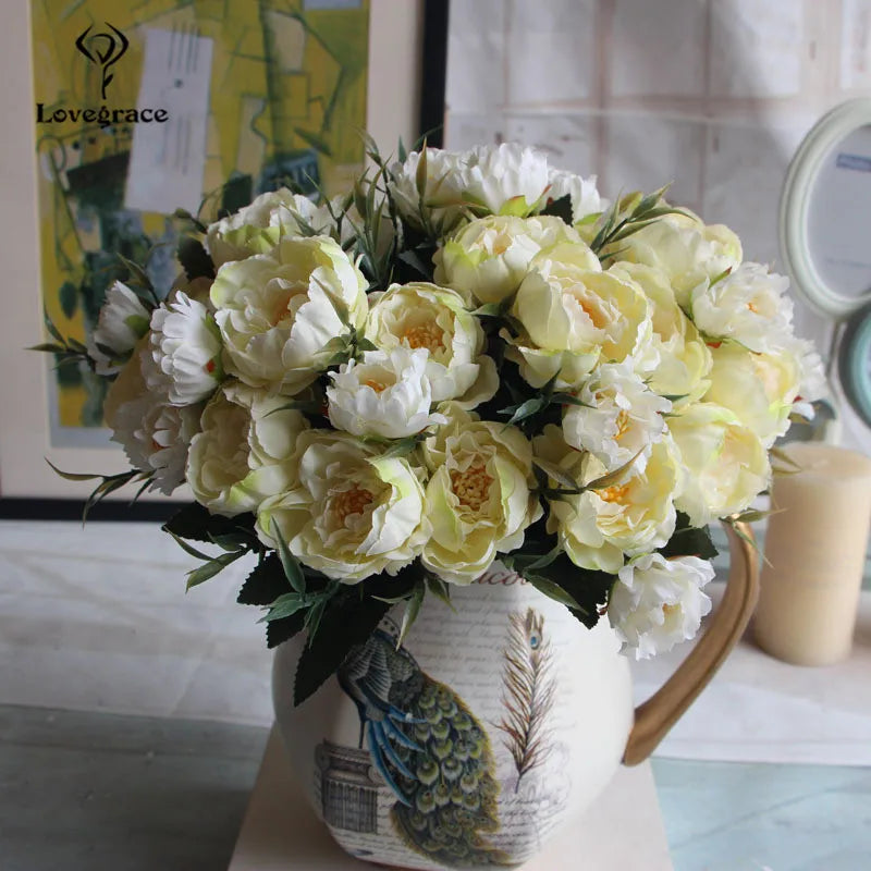 8 Heads Silk Peonies for DIY Decor