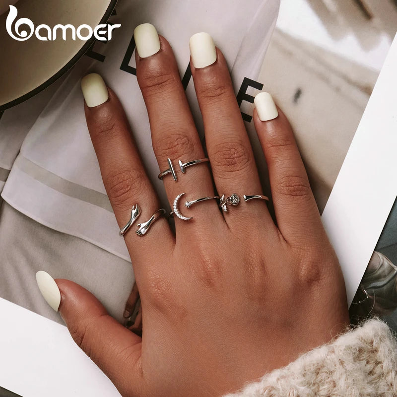 BAMOER 925 Sterling Silver Hug Ring