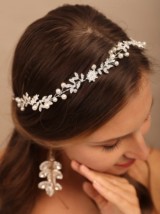 Bridal Rhinestone & Pearl Tiara Headband