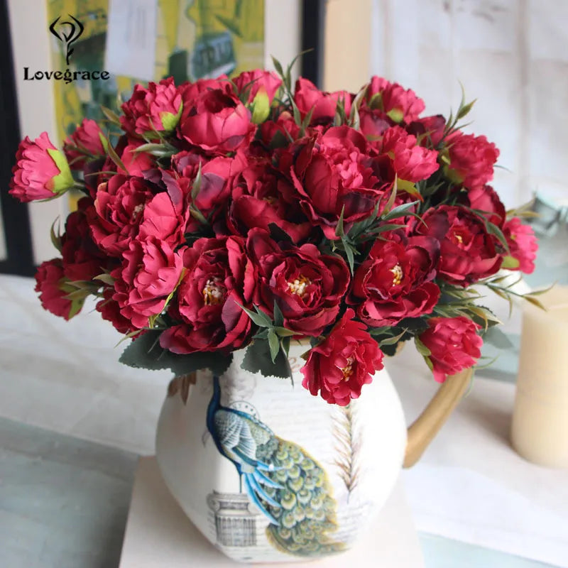 8 Heads Silk Peonies for DIY Decor