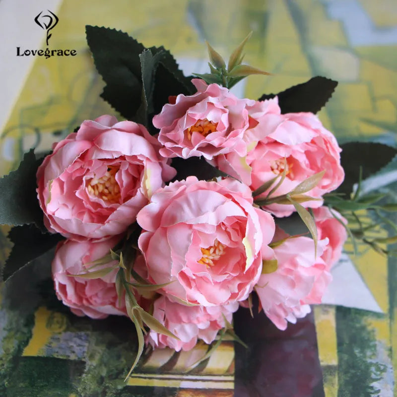 8 Heads Silk Peonies for DIY Decor