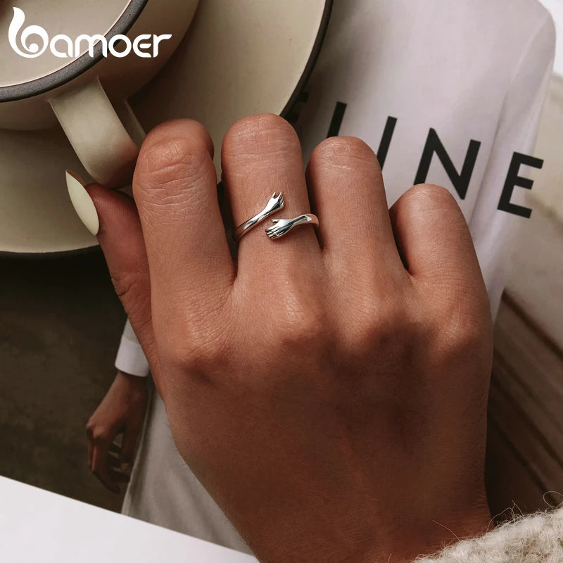 BAMOER 925 Sterling Silver Hug Ring