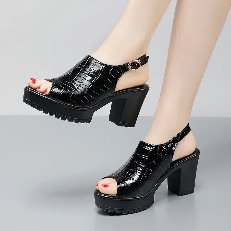 Patent Leather Platform Sandals