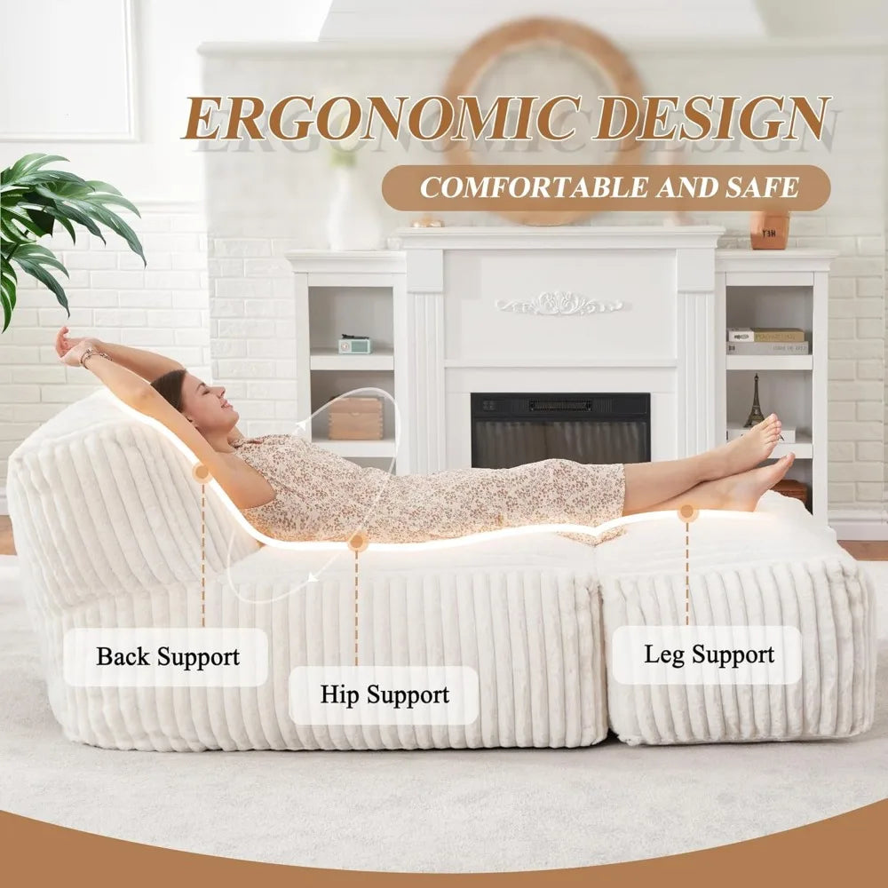 Bean Bag Chairs Lounger Chair Large Beanbag Chair for Adults Bean Bag Sofa with Memory Filled for Bedroom, Living Room