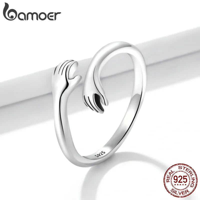 BAMOER 925 Sterling Silver Hug Ring