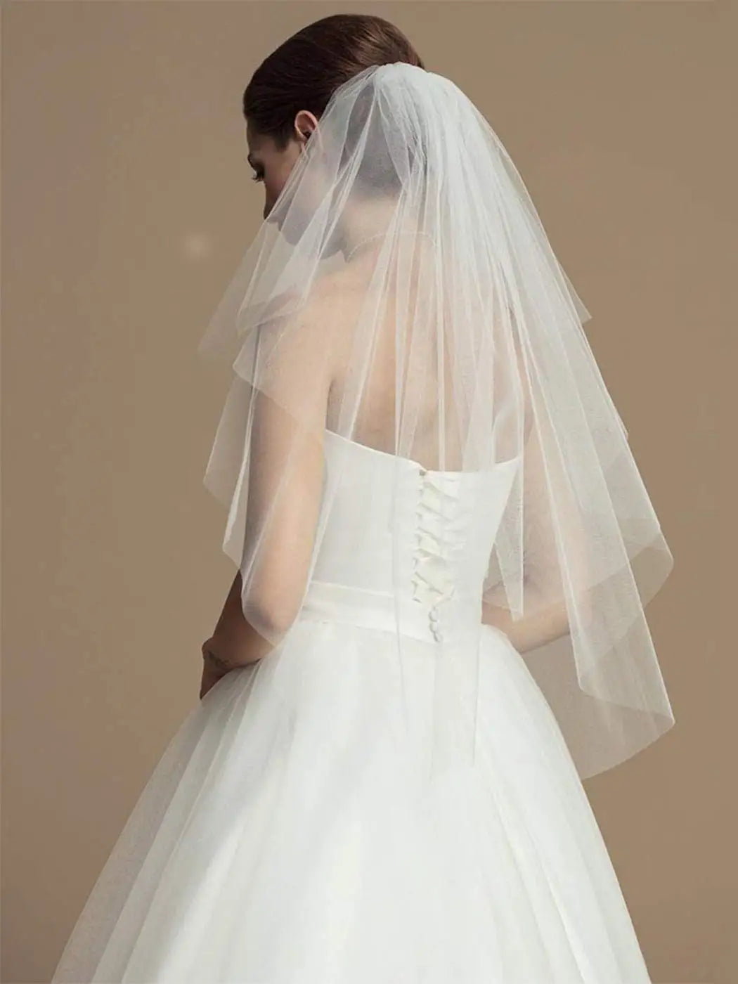 2-Tier Ivory Fingertip Wedding Veil with Comb