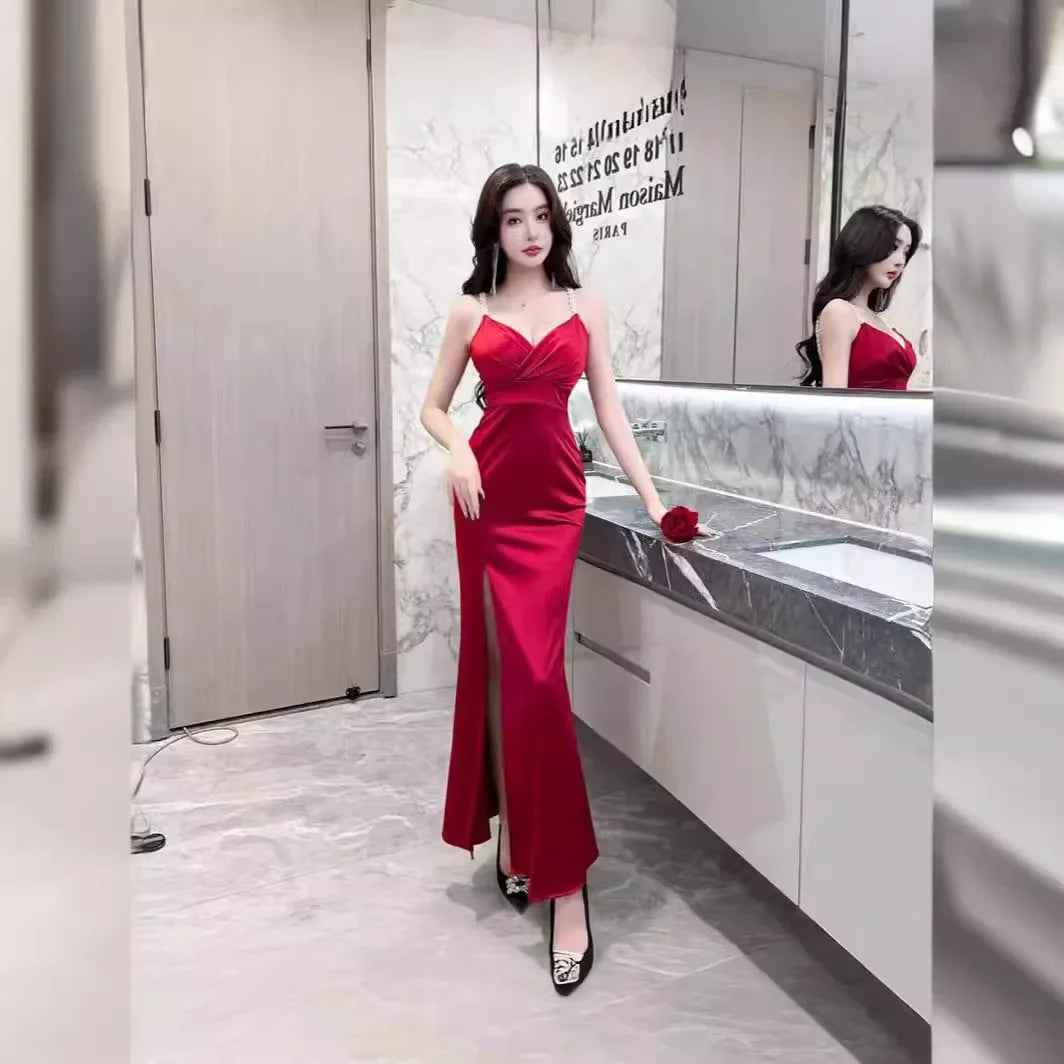 2024 High Slit Satin Gown