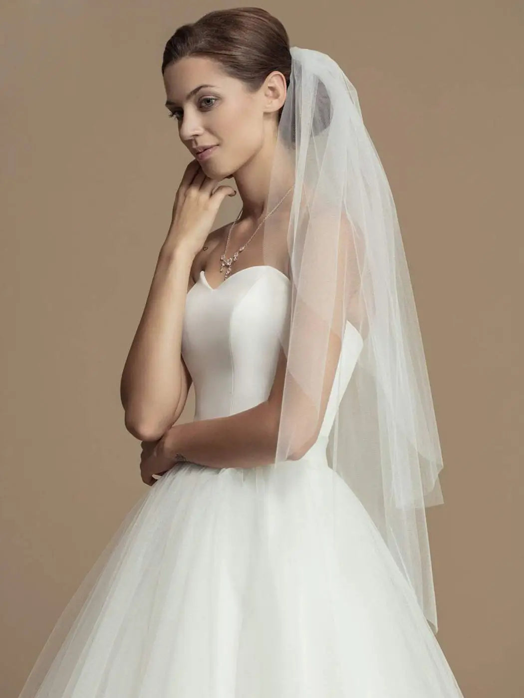 2-Tier Ivory Fingertip Wedding Veil with Comb