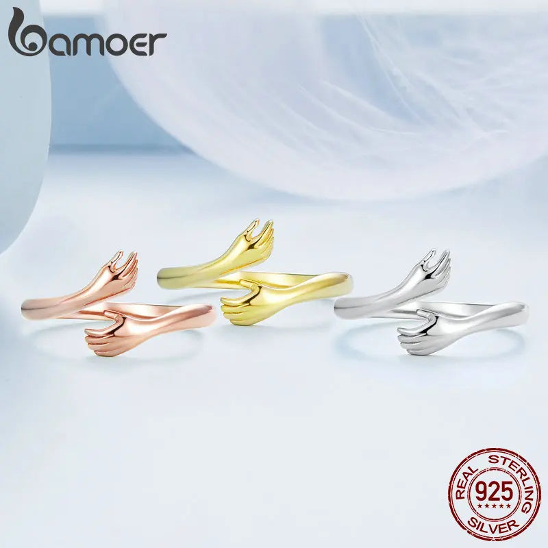 BAMOER 925 Sterling Silver Hug Ring