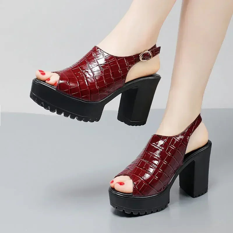 Patent Leather Platform Sandals