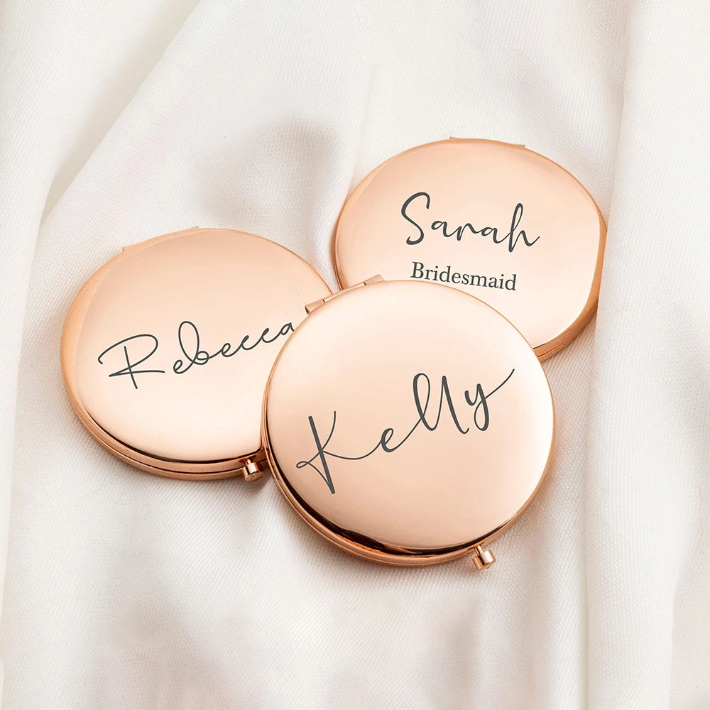 Personalized Rose Gold Compact Mirror