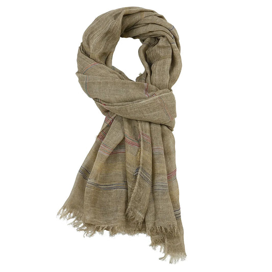 Autumn Cotton Linen Men's Scarf with Tassels